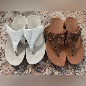 FitFlop Women's Sandals lot of 2, size 9, silver and leopard print